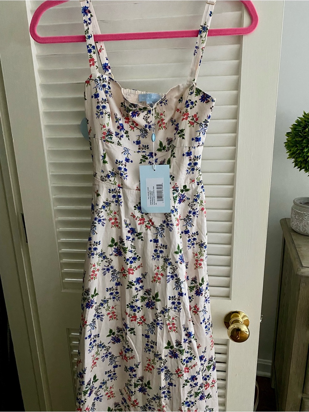 Hill House NWT XS Margot pink scallop bow chintz